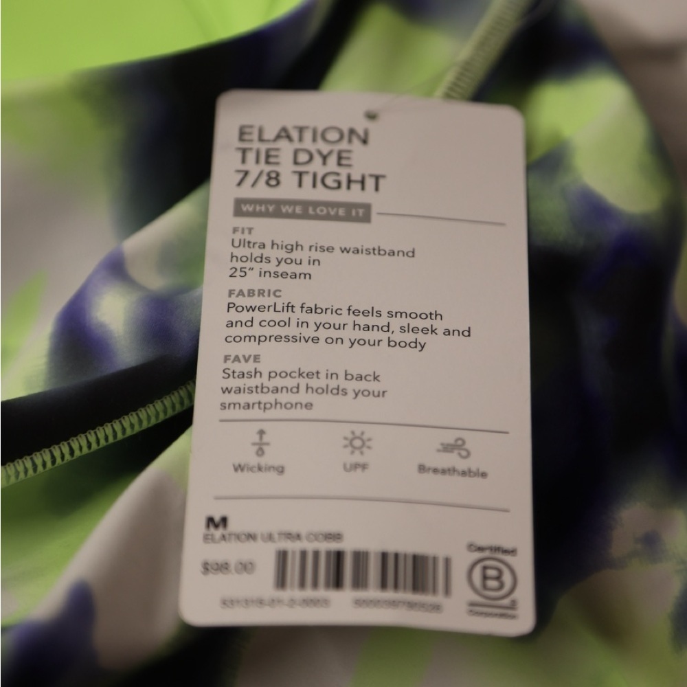 Athleta Elation 7/8 Tight Tie Dye Ultra High Rise NWT Size M PowerLift Leggings - Picture 3 of 7